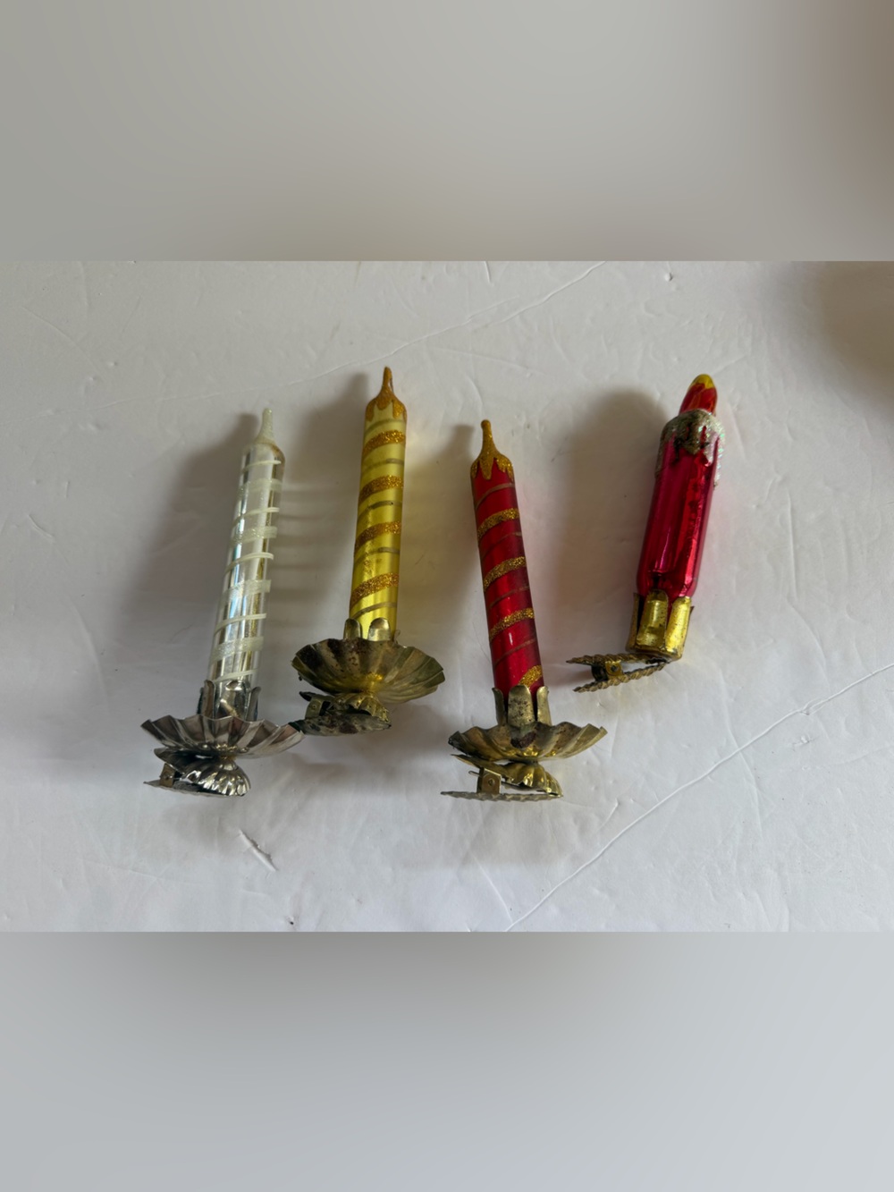 Vintage Glass Christmas Candle Tree Clips Set Of 4